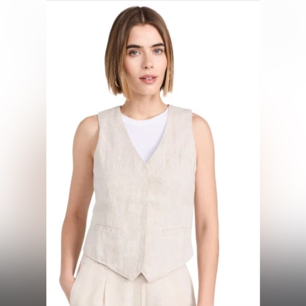 Madewell Women’s Single Breasted Vest 100% Linen Size 0 NWT